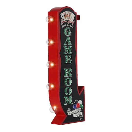 American Art D&#xE9;cor&#x2122; 25&#x22; Vintage Game Room Off the Wall LED Marquee Sign